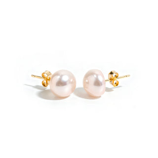Natural Pearl Stud Earrings - Grey, White and Pink | 18kt Gold Back
