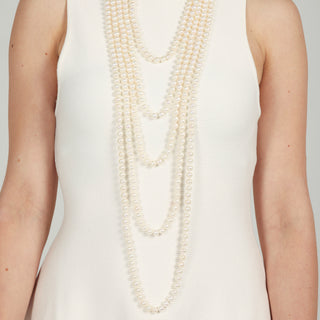 Collana di Perle Tonde Bianche Lunga