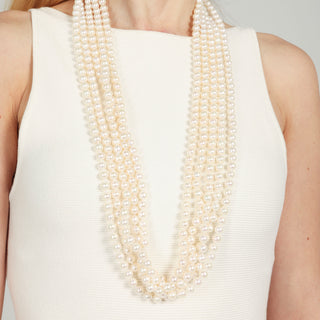 Collana di Perle Tonde Bianche Lunga