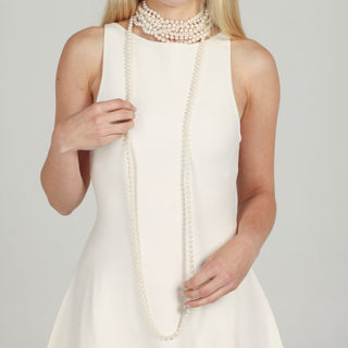Collana di Perle Tonde Bianche Lunga