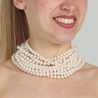 Collana di Perle Tonde Bianche Lunga