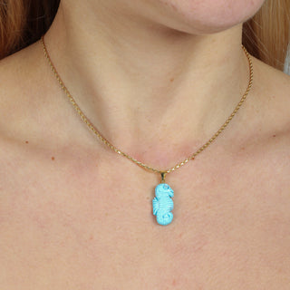 Ciondolo in Turchese e Oro 18kt - Seahorse Small