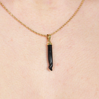 Ciondolo Corno in Onice e Oro 18 kt – Pendente Portafortuna Elegante Uomo Donna