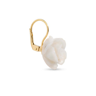 Orecchini Pendenti in Corallo Bianco Inciso a Mano a Forma di Rosa con Oro 18 KT