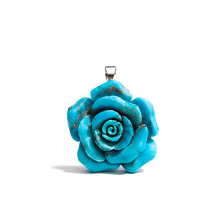 Flower Power Maxi Pendant in Hand-Engraved Natural Turquoise