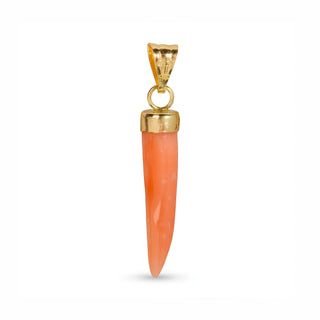 Natural Pink Coral Horn Pendant and 18 kt Gold – Lucky Charm Pendant Made in Italy