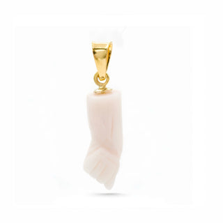 18kt Gold and White or Pink Coral Hand Pendant – Good Luck Collection Charm