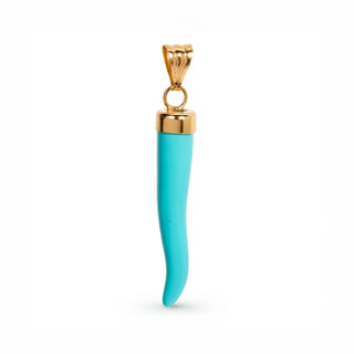 Large Horn Pendant in Natural Turquoise with 18 KT Gold