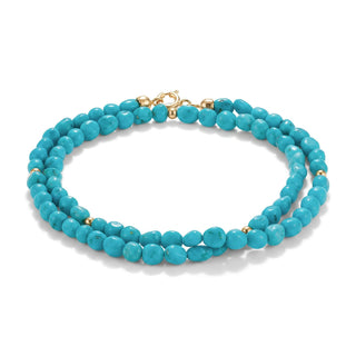 Collana in Sassi di Turchese Naturale e Pallini in Oro Giallo 18kt