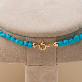 Collana in Sassi di Turchese Naturale e Pallini in Oro Giallo 18kt