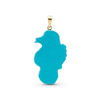 Ciondolo in Turchese e Oro 18kt - Seahorse Large