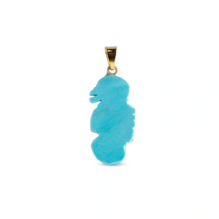 Ciondolo in Turchese e Oro 18kt - Seahorse Small