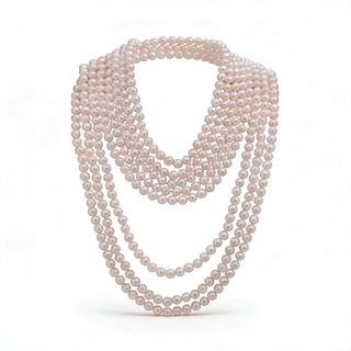 Collana di Perle Tonde Bianche Lunga