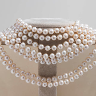Collana di Perle Tonde Bianche Lunga