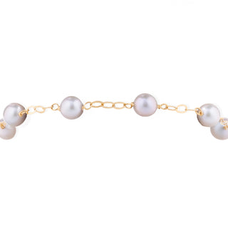 Bracciale con Catena Oro 18kt e Perle Tonde Grigie - Abbracciami Gray