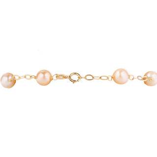 Bracciale con Catena Oro e Perle Tonde Rosa - Abbracciami Pink