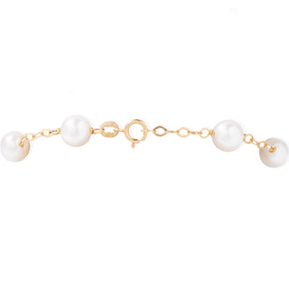 Bracciale con Catena Oro Giallo e Perle Tonde Bianche - Abbracciami White