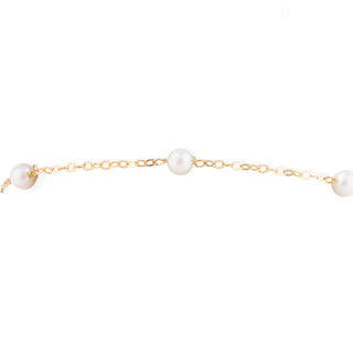 Bracciale in Oro Giallo con Catena e Perle Bianche 4 mm