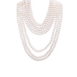Long Necklace of Round White Pearls