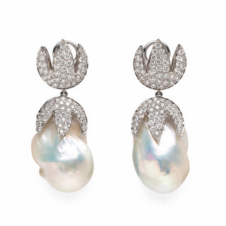 Orecchini Statement con Perle Barocche e Diamanti 3,52 ct | Don Alfonso Gioielli Capri