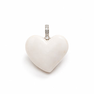 Ciondolo Cuore in Corallo Bianco con Diamanti 0,50 ct – Collezione One Of a Kind