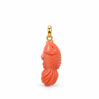 Ciondolo Pesce in Corallo Inciso a Mano e Oro 18 kt – Gift Ideas