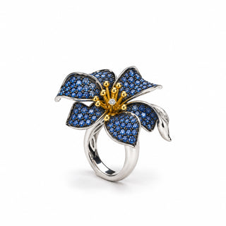 Anello Fiore in Zaffiri, Peridoti e Diamanti – Cocktail Rings