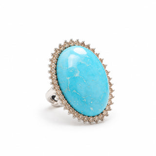 Anello Cocktail Rings Don Alfonso Gioielli Capri – Turchese e Diamanti Champagne