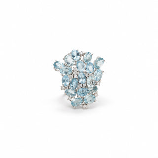 Anello Multiacqua in Acquamarine e Diamanti | Cocktail Rings Don Alfonso Gioielli Capri