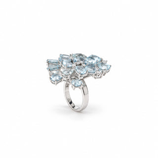 Anello Multiacqua in Acquamarine e Diamanti | Cocktail Rings Don Alfonso Gioielli Capri