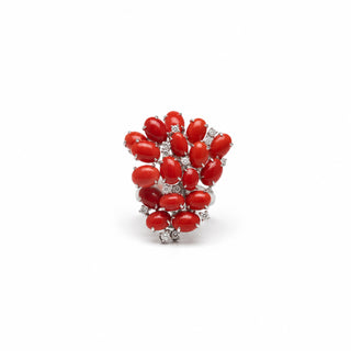 Anello Multicoral Cocktail Rings in Corallo e Diamanti | Don Alfonso Gioielli Capri