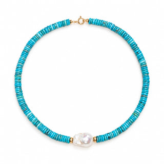 Collana in Turchese, Perla Barocca e Oro 18 kt – Collezione Handmade in Capri | Don Alfonso Gioielli