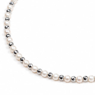 Collana Ematite e Perle Bianche “Ema Sì e No” Large| Caprese Style
