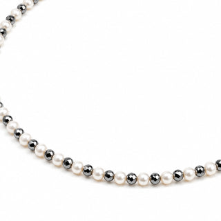Collana Ematite e Perle Bianche “Ema Sì e No” Large| Caprese Style