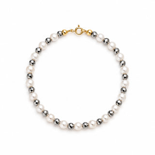 Bracciale Ema Si e No Large – Perle e Ematite in Oro 18 kt | Caprese Style