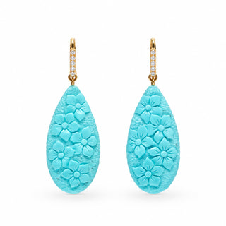 Statement Earrings in Turchese, Diamanti e Oro 18 kt
