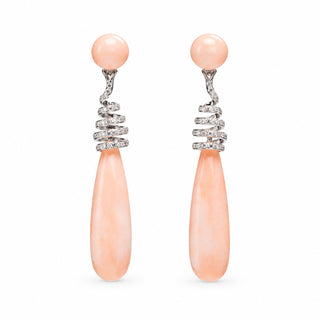 Orecchini Spirale in Corallo Rosa e Diamanti – Statement Earrings | Don Alfonso Gioielli Capri