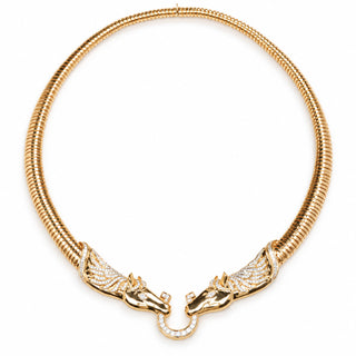 Girocollo in Oro 18 kt e Diamanti con Cavalli Alati