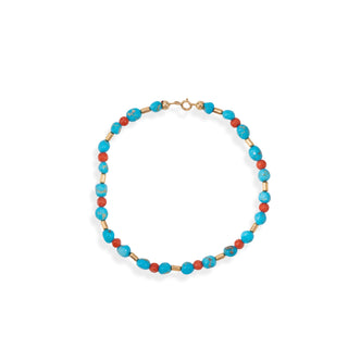 Bracciale in Turchese, Corallo Rosso Naturale e Pepite di Oro 18kt – Pulcinella