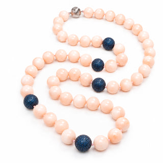 Collana Corallo Rosa - Zaffiri e Diamanti in Oro 18 kt | Don Alfonso Capri