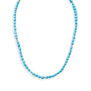 Necklace with Natural Turquoise Stones and 18kt Yellow Gold Beads