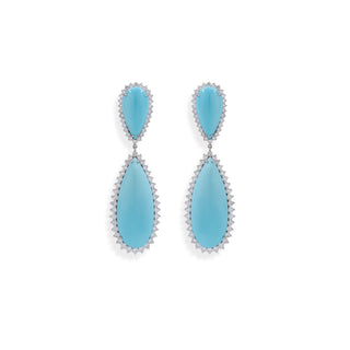 High Jewelry Earrings with Natural Turquoise 20.95 ct and Diamonds 7.92 ct G VS1 – 18k White Gold