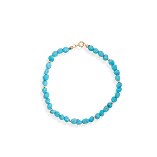 Natural Turquoise Pebble and 18kt Yellow Gold Bead Bracelet