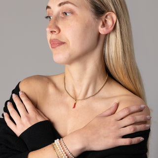 Ciondolo Corno in Corallo Rosso Naturale con Gancio in Oro 18 KT Small