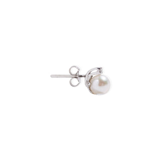 Orecchini a Lobo con Perla Giapponese 6,5 mm e Diamante 0,04 ct