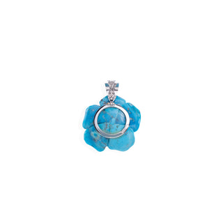 Ciondolo Flower Power Maxi in Turchese Naturale Inciso a Mano