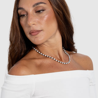 Collana Ematite e Perle Bianche “Ema Sì e No” Large| Caprese Style