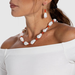 Collana in Perle Barocche, Corallo Rosso e Oro 18 kt – Collezione Handmade in Capri | Don Alfonso Gioielli