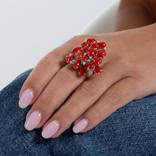 Anello Multicoral Cocktail Rings in Corallo e Diamanti | Don Alfonso Gioielli Capri