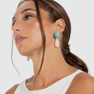 Orecchini Statement Goccia in Corallo Rosa, Turchese e Oro 18 kt – Don Alfonso Gioielli Capri